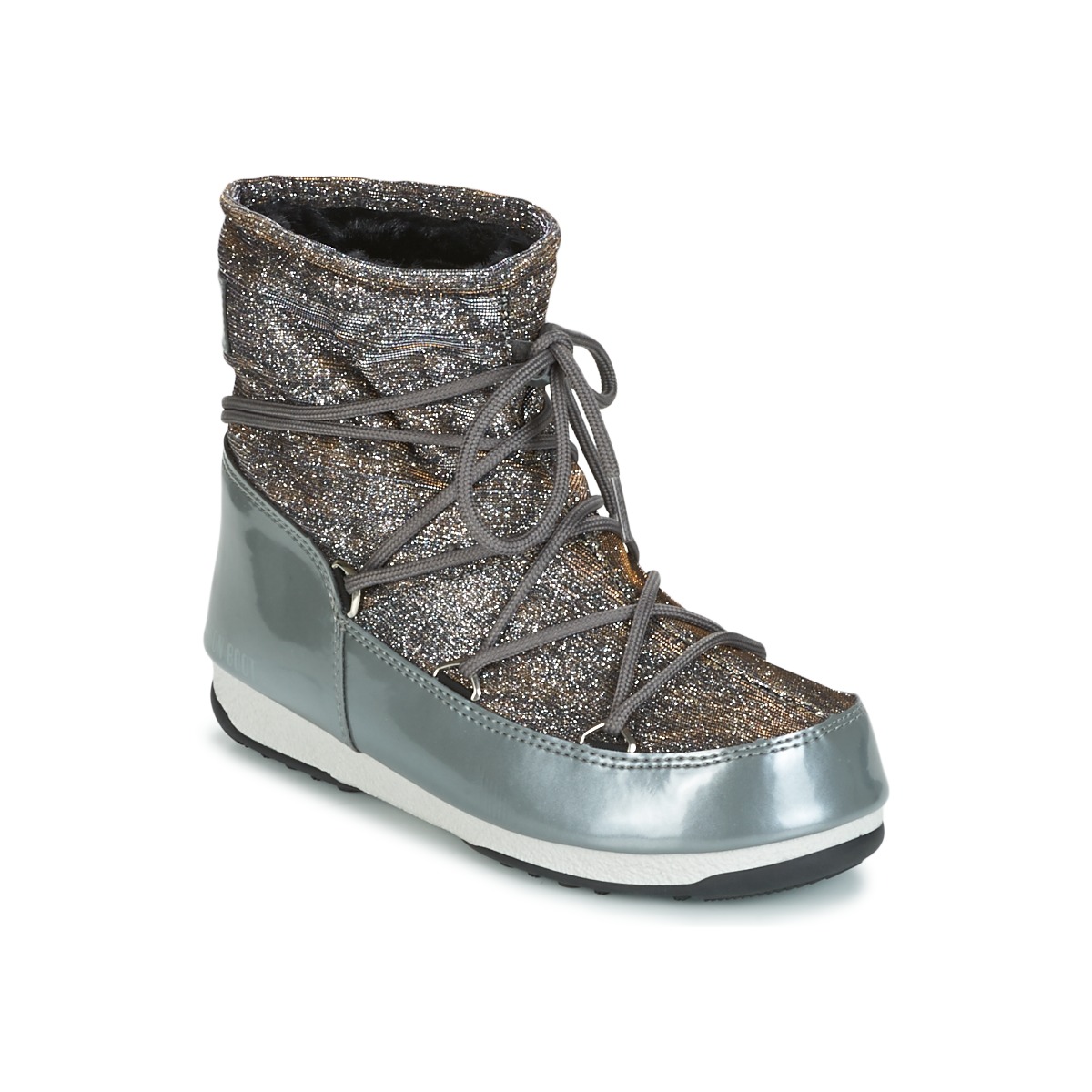 Sapatos Mulher Botas de neve Moon Boot MOON BOOT LOW LUREX Cinza / Prateado
