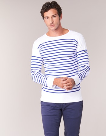 Textil Homem T-shirt Core compridas Armor Lux DISJON Branco / Azul