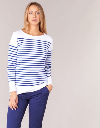 Textil Mulher T-shirt Core compridas Armor Lux ROADY Branco / Azul