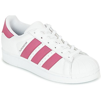Sapatos Rapariga Sapatilhas adidas support Originals SUPERSTAR J Branco / Rosa