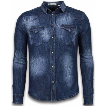 Textil Homem Camisas mangas comprida Enos 56804909 Azul