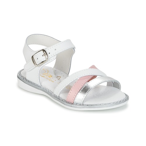 Sapatos Rapariga Sandálias Quadros / telas IZOEGL Branco / Prateado / Rosa