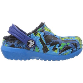 Sapatos Rapariga Sandálias Crocs KID'S CLASSIC FUZZ LINED GRAPHIC CLOG Azul