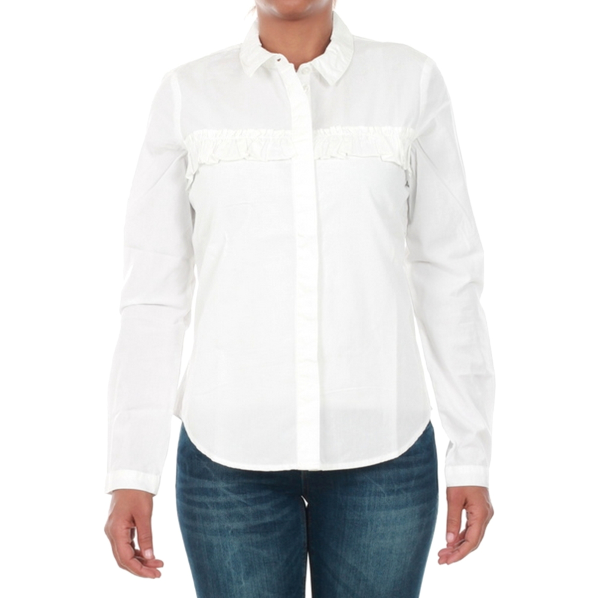 Textil Mulher logo-embroidered long-sleeved shirt 06 BEIGE 15147295 JDYSILLE FRILL L/S SHIRT WVN WHITE Branco