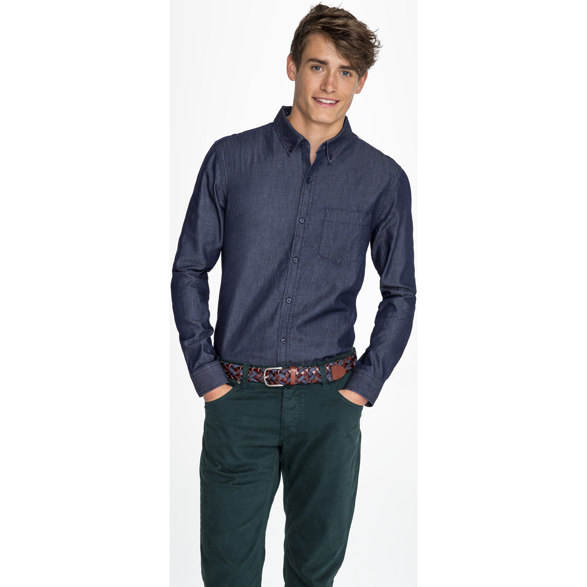 Textil Homem Camisas mangas comprida Sols BARRY MEN DENIM-CAMISA vaquera  DE HOMBRE Azul