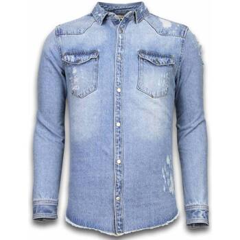 Textil Homem Camisas mangas comprida Enos 65191766 Azul
