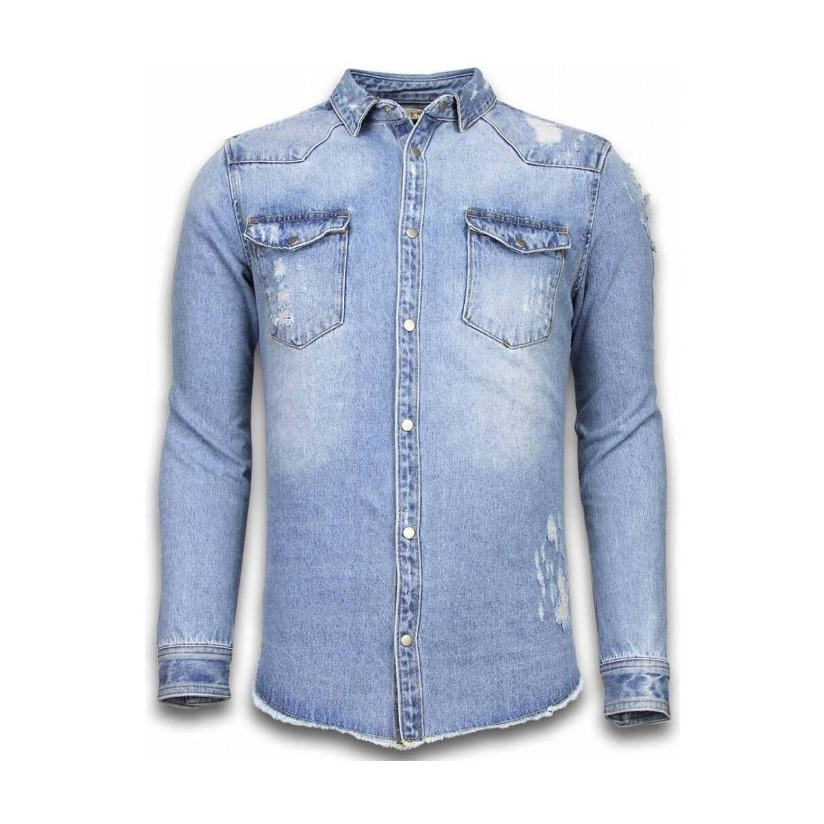 Textil Homem Camisas mangas comprida Enos 65191766 Azul
