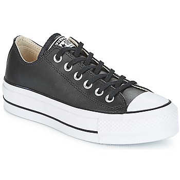 Sapatos Mulher Sapatilhas Converse CHUCK TAYLOR ALL STAR LIFT CLEAN OX LEATHER Preto / Branco